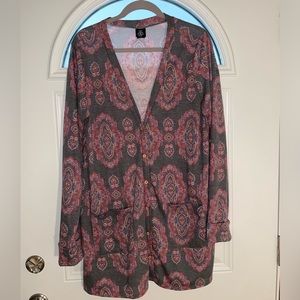 Agnes & Dora gray/pink/multi-colored lightweight button-down cotton cardigan